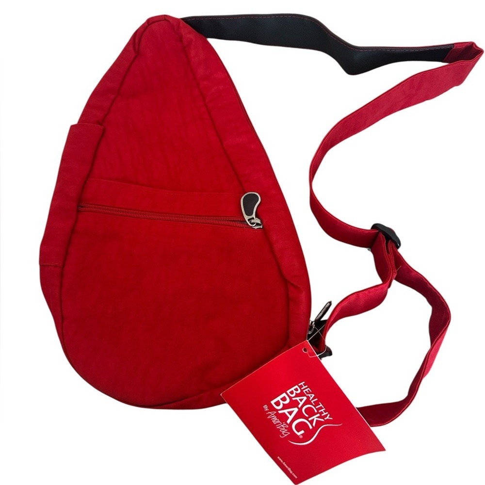 Ameribag red 17”microfiber healthy back bag‎ tote crossbody NWT